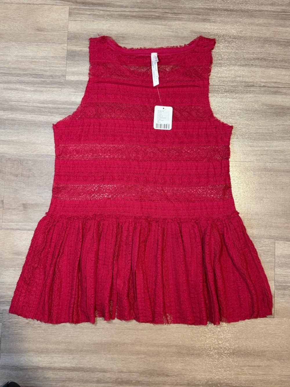 Red Free People Intimately Lace Peplum Tank Top